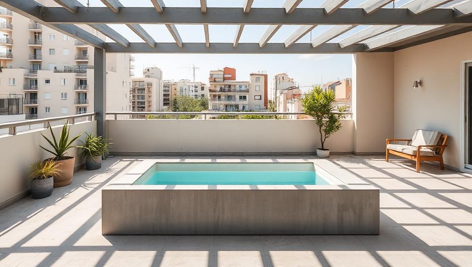 Mini-piscine béton sur terrasse couverte
